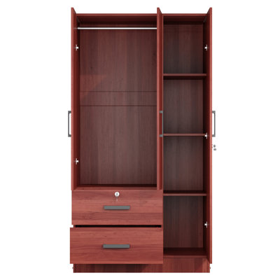 Keilson 3 Doors Wardrobe, 2 Drawers, 1 Lock - 36W