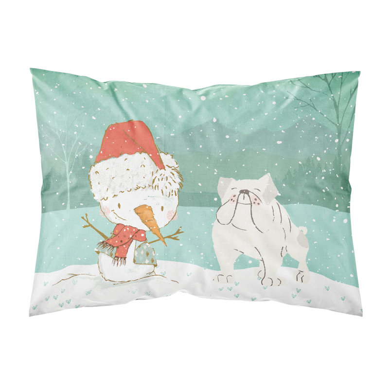 Snowman Christmas Microfiber, White English Bulldog