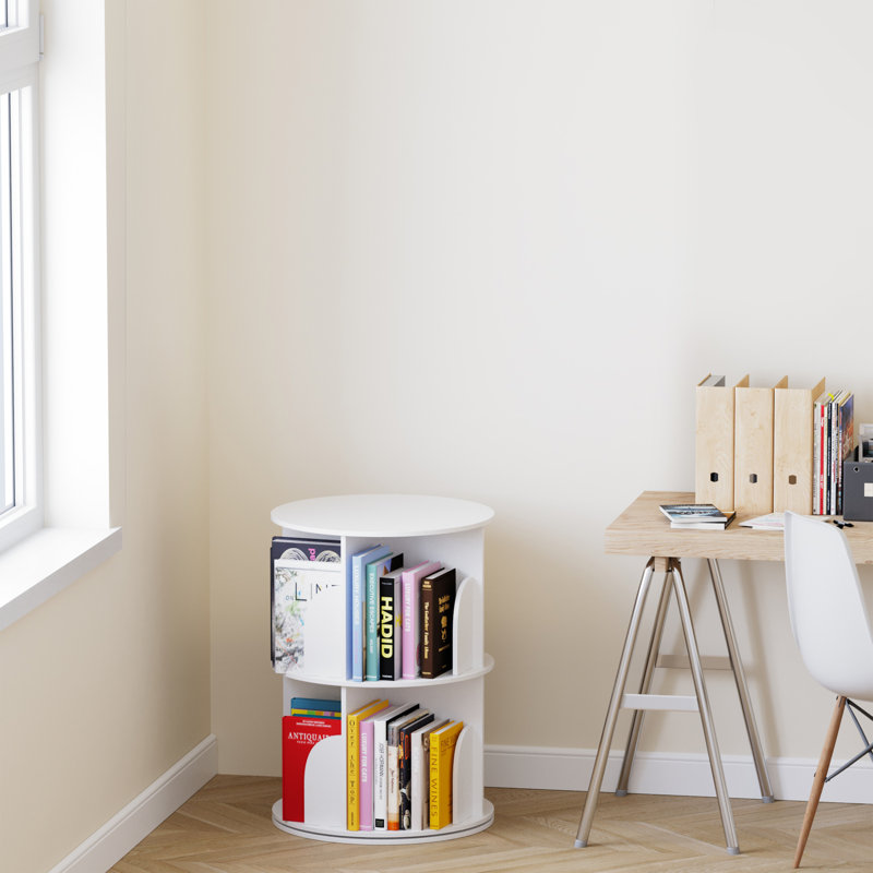 Rotating Bookshelf Tower, 360° Spinning Bookcase Lazy Susan, Revolving Round Carousel For Book Storage, Vertical Turning Spiral Corner Organizer
