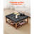 Large Square Ottoman Coffee Table 400 LBS Upholstered Tufted Linen Ottoman
