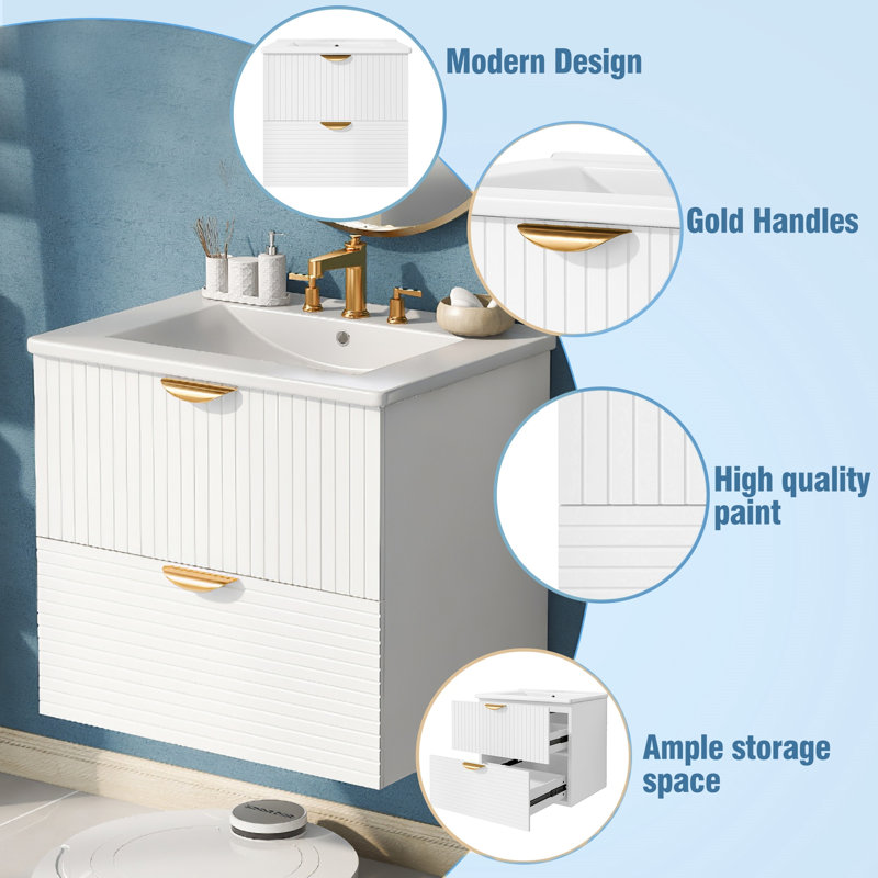 [Meuble-lavabo double mural moderne 48 po] Lavabos séparés | 4 tiroirs | Combo de rangement compact pour petite salle de bain?
