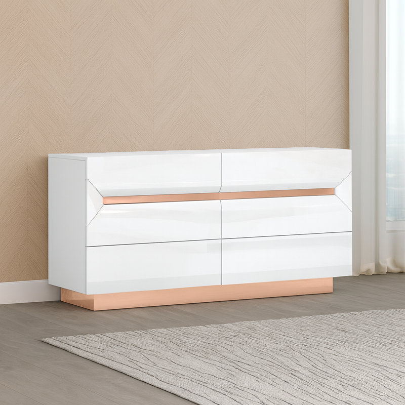 Commode 6 tiroirs Farhad, Blanc