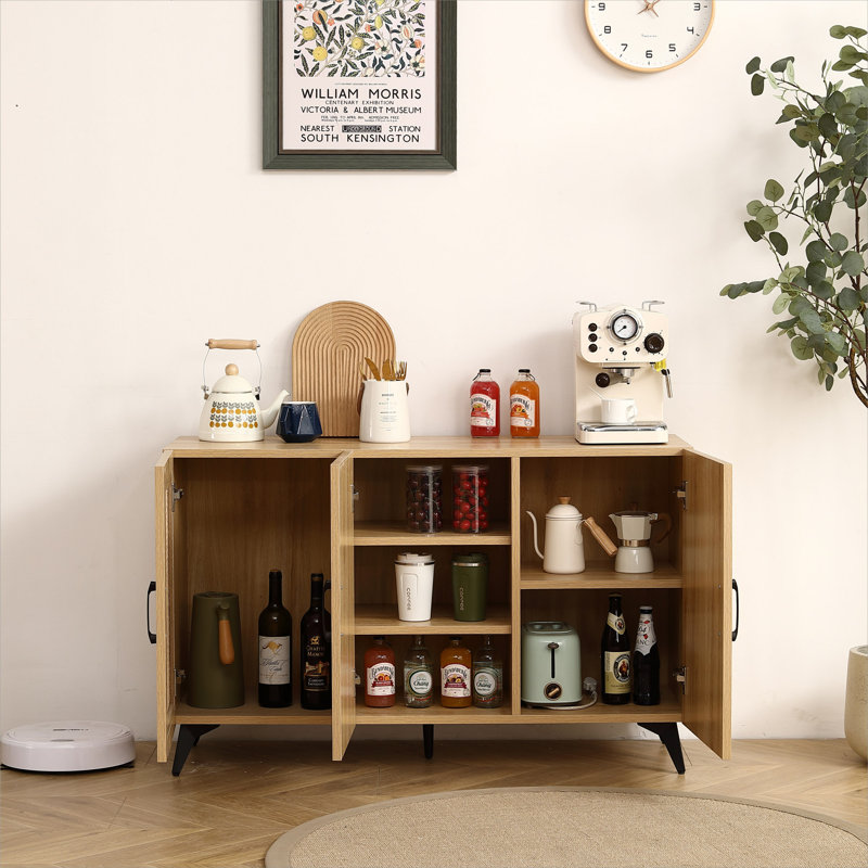 Armoire latérale en filet de rotin à trois portes pour le rangement de la maison et du bureau