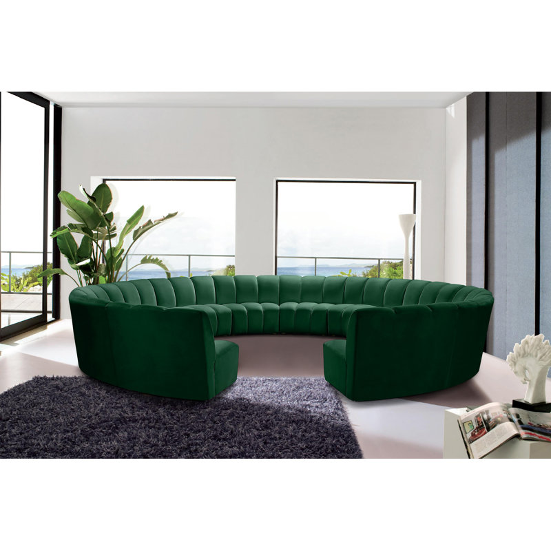 Canapé modulaire en velours Infinity, Velours vert, 12 pièces