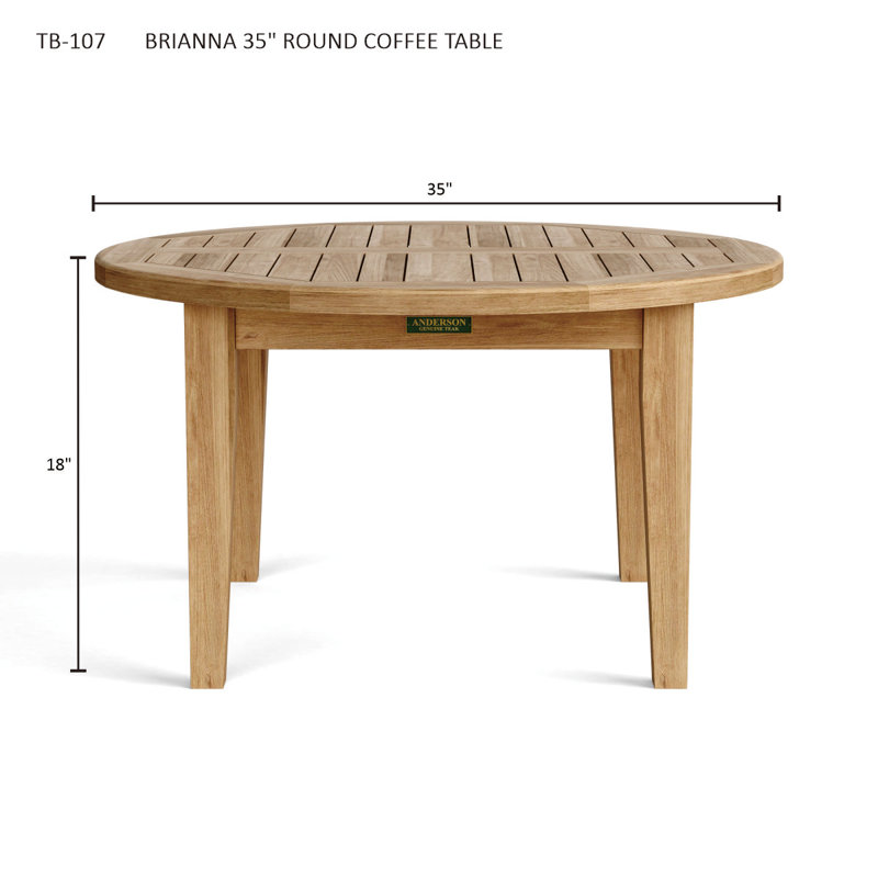 Brianna Outdoor Round Teak Coffee Table