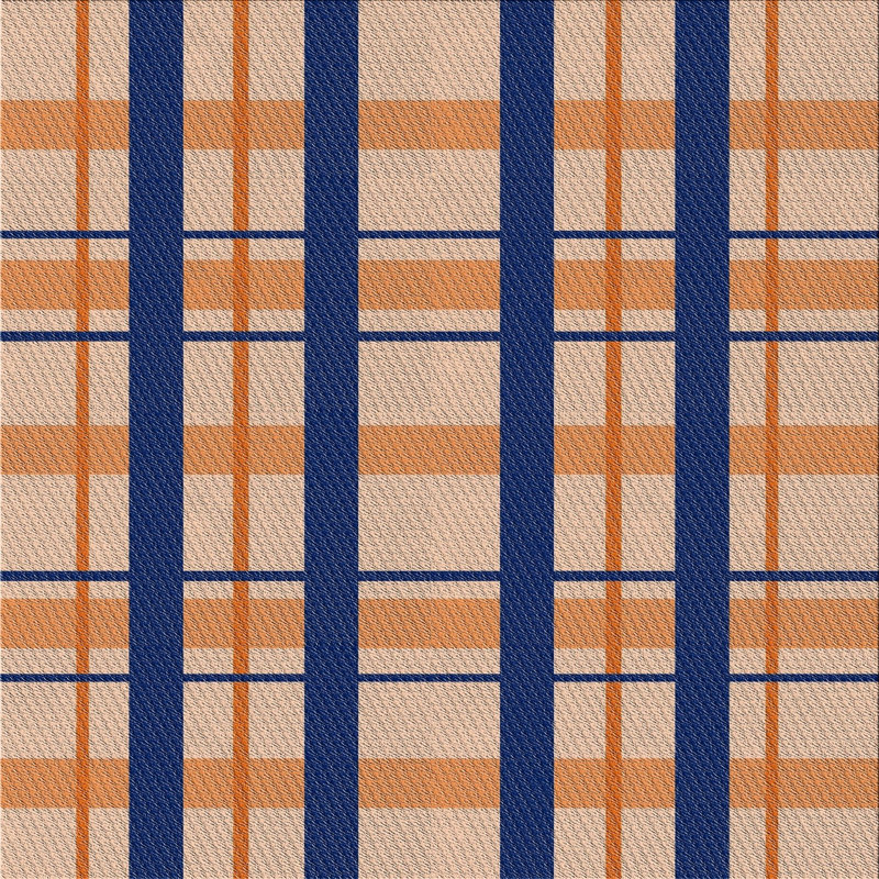 Tapis à carreaux orange / bleu, Carré 4 pi