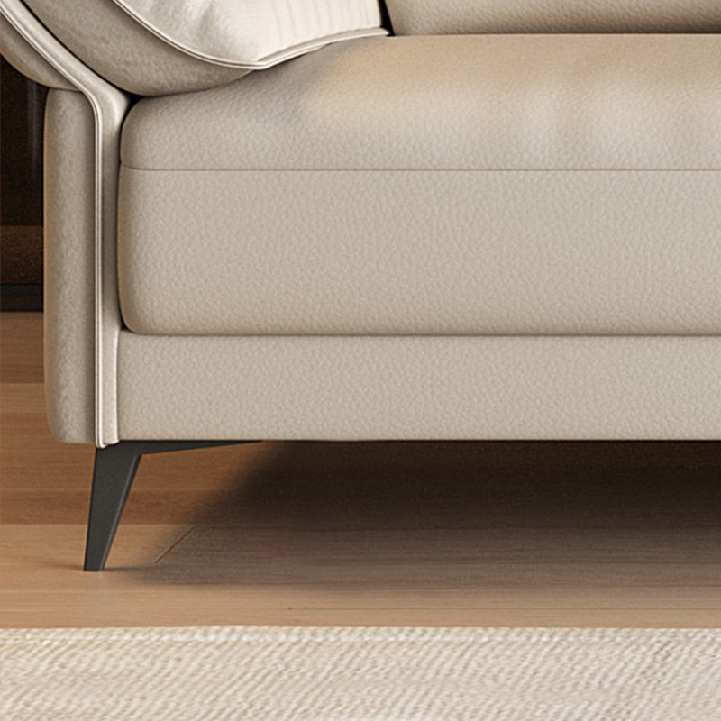 Canapé modulaire kaki en cuir véritable, 35.43" H x 84.65" W x 37.01" D