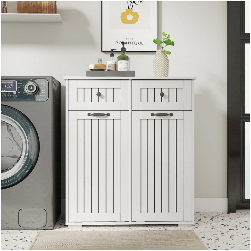 Armoire à linge avec 2 paniers à linge amovibles et 2 tiroirs