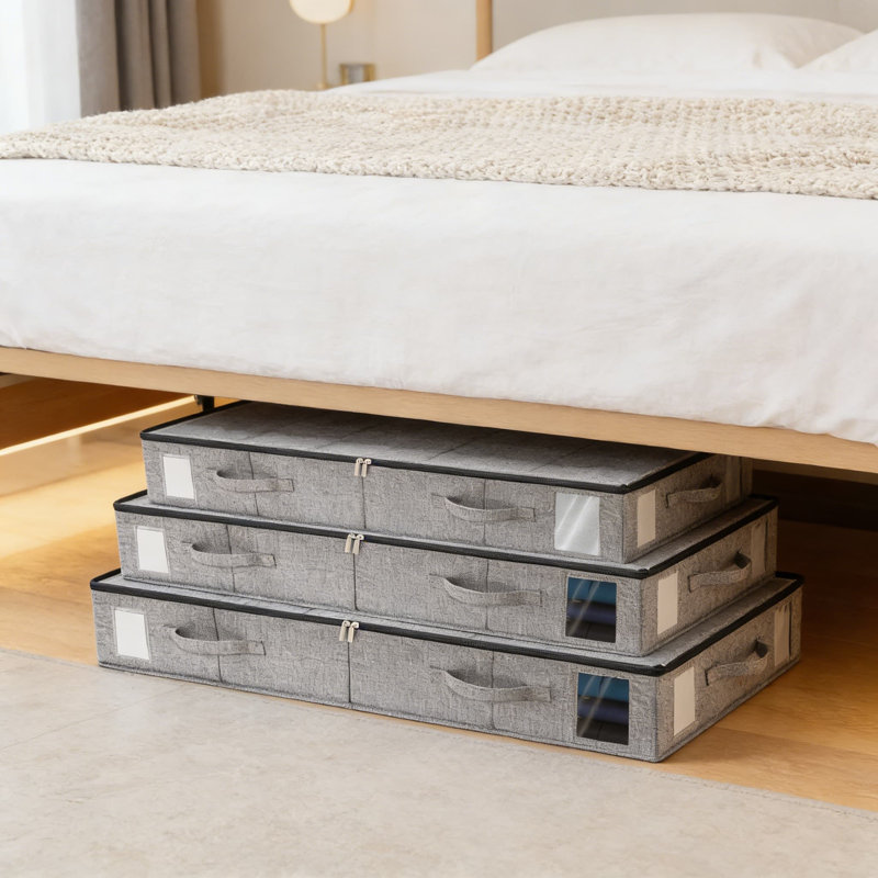 4-Pack Under Bed Storage Containers With Clear View Windows | Foldable & Stackable Closet Organizer Bins | 60L Large Capacity For Blankets, Clothes, Shoes & Seasonal Items