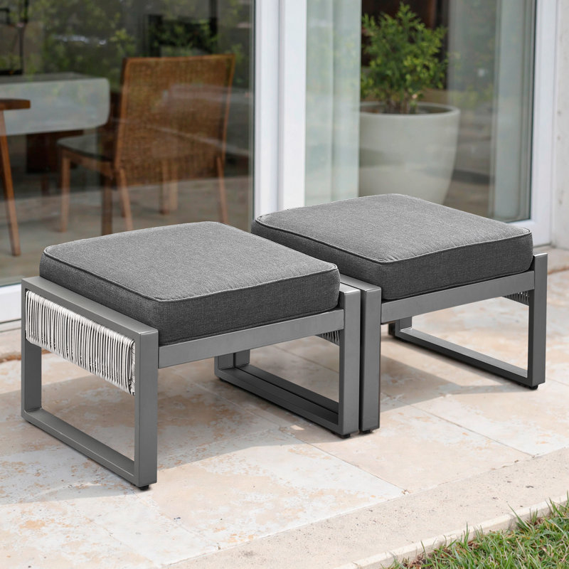 Repose-pieds d'extérieur avec coussin Sunbrella® Trinie, Gris foncé