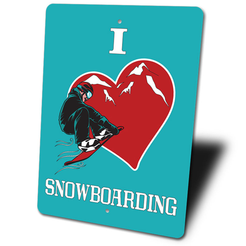«I Love Snowboarding», panneau en aluminium, H 18 po x l 12 po x P 0,06 po