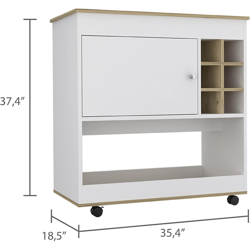 Bar Cabinet Liquor Cabinet Wine Cabinet Bar Cabinets For Liquor Farmhouse Storage Sideboard Buffet Coffee Bar Cabinet With Lower Panel, Cabinet, And 6 Wine Cubbies, Light Oak + White