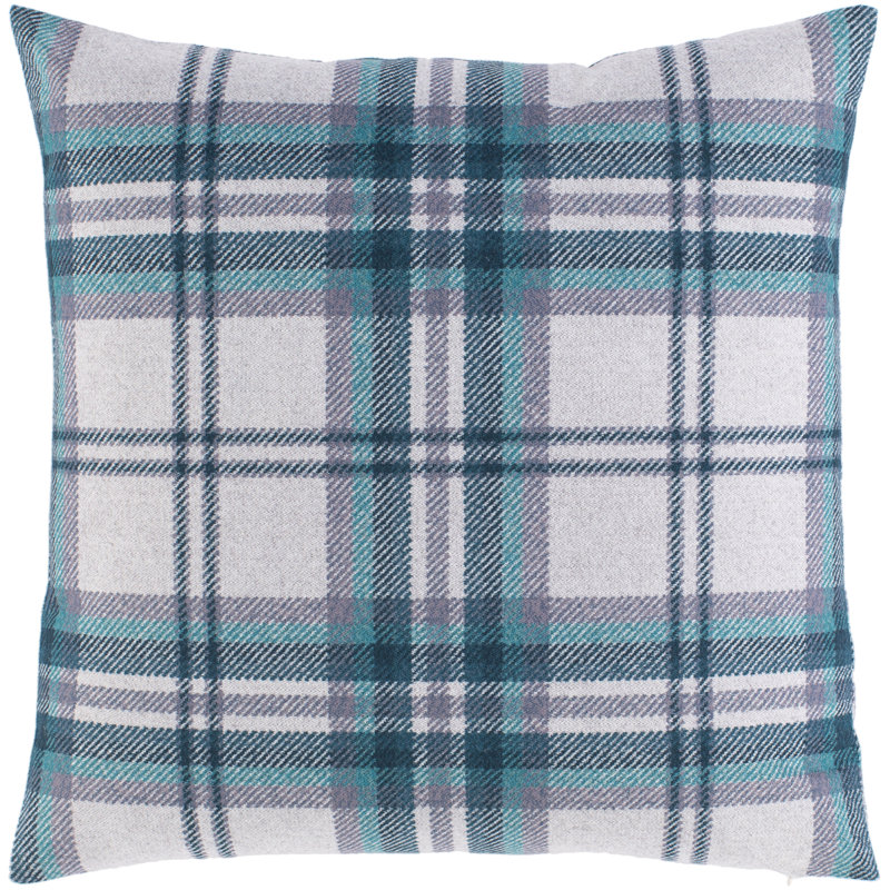 Benji Plaid Throw Pillow, Down, 20" x 20"