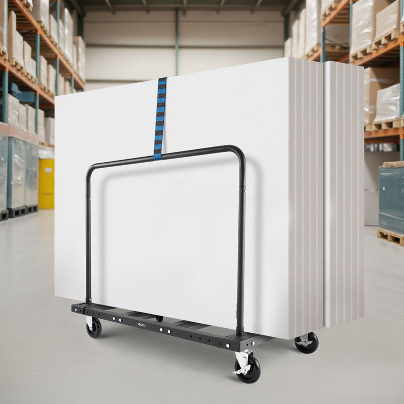 Drywall Cart Dolly 1800 lbs Steel Panel Truck Cart with 2 Side Handrails