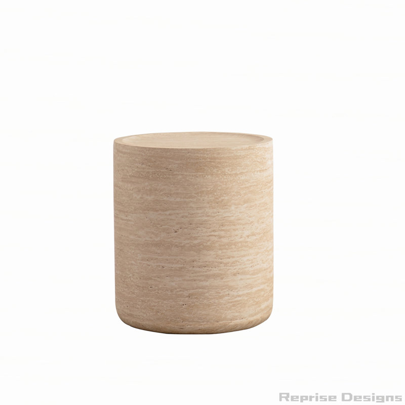 Drum Circle End Table with Mars Pattern, No Need Assembly