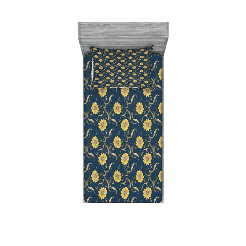Drap-housse et coussin décoratif Ambesonne, Ensemble de draps pour lit simple + 3 pièces supp