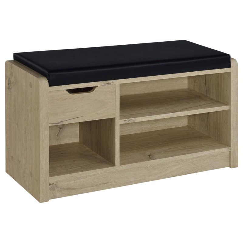 Astor White Oak Open Shelf Storage Bench, White Oak
