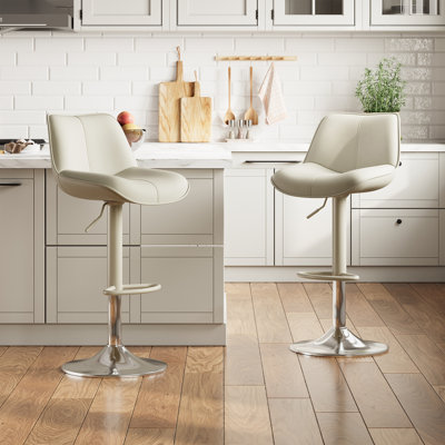 Tabouret de bar réglable en similicuir pivotant avec repose-pieds