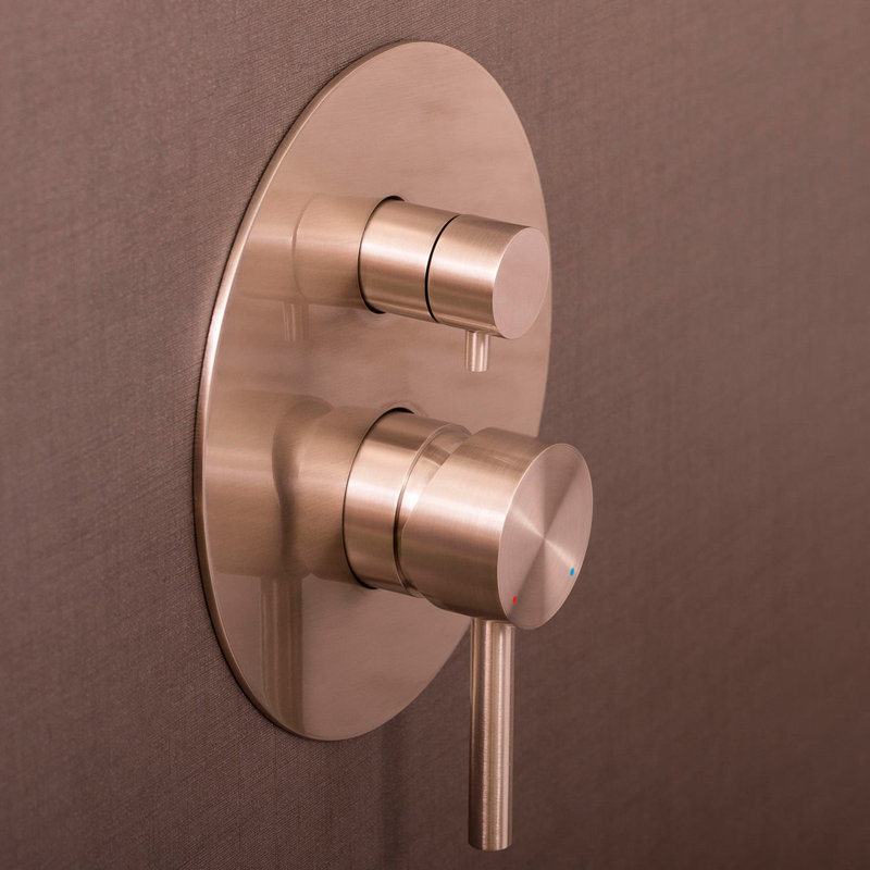 Valve de douche ronde cachée DAX - pression équilibrée avec arrêt - finition brossée