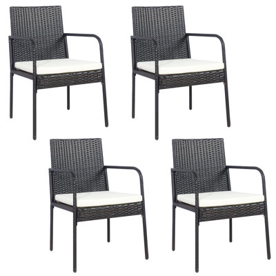 Patiojoy 4 Pcs Patio All-weather Wicker Rattan Dining Chairs Outdoor Arm Cushioned Seats Armrest Garden -  Ebern Designs, F33D21923BC64CFD848AAB6E75D30444