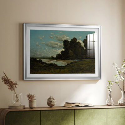 River Landscape-Henri Harpignies-Framed Print with Mat and glass-c. 1900