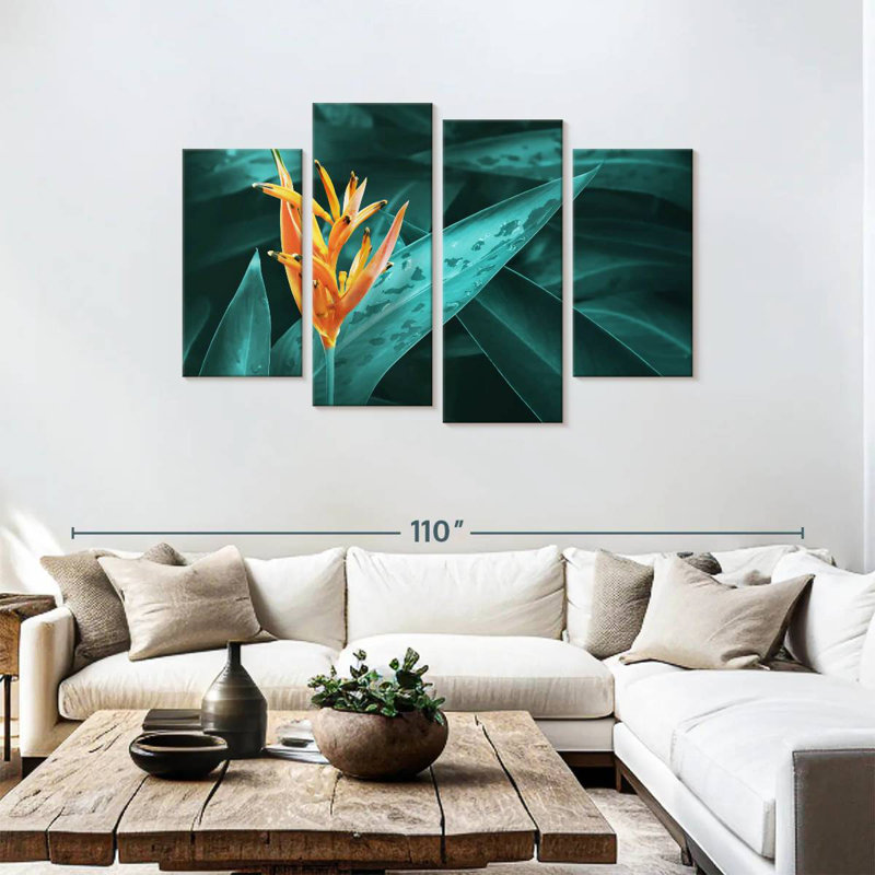Harnek Orange Heliconia, 48" H x 75" W