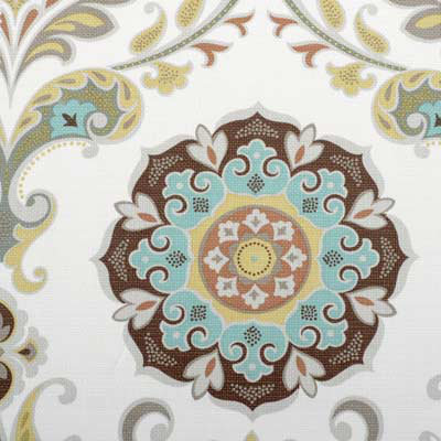 Overton Prints 100% Cotton Fabric, Aqua/Cocoa
