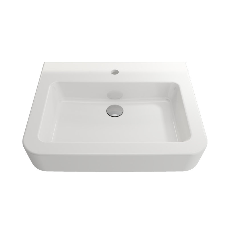 Parma 25.59'' L Bathroom Sink, White, Single-Hole