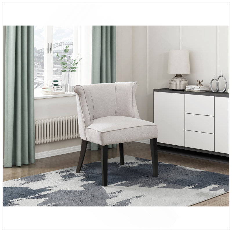 Chaise d'appoint moderne rembourrée en mousse avec dossier incurvé et pieds espresso, Beige
