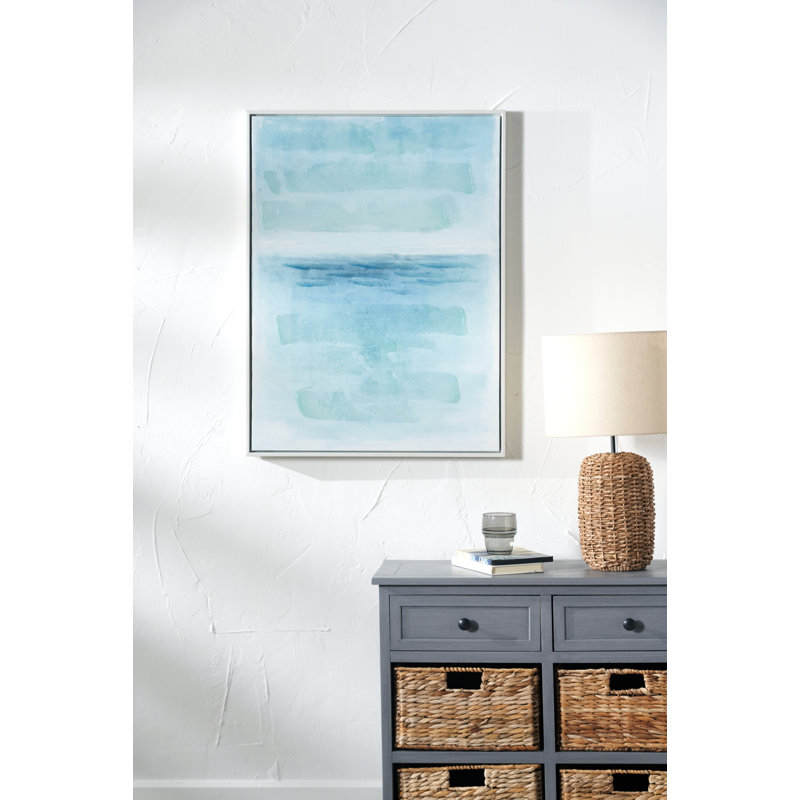 Blues Abstract Canvas With White Frame - Single Picture Frame Print on Canvas