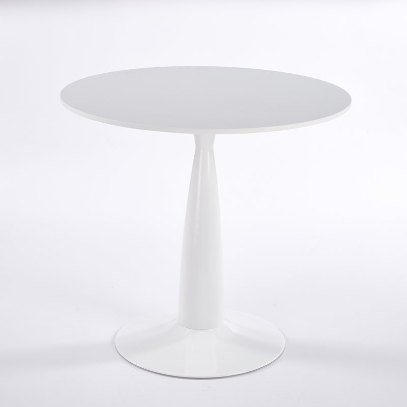 Table à piédestal 31,5 pouces de style Mid-Century moderne, table de salle à manger multifonctionnelle pour 4 à 6 personnes et grande table basse, plateau en MDF blanc pour le salon, la cuisine et le bureau