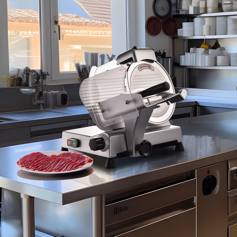 WeChef 10''Commercial Meat Slicer 240W Electric Deli Slicer Cheese Food Cutter Stainless Steel Blade For Shop Restaurant Home Use 0-12mm Adjustable Slicing Thickness