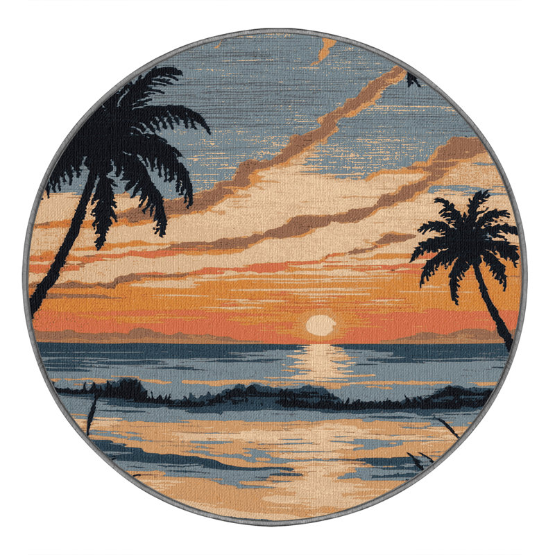  Tapis lavable Coastal Sunset, Rond 4 pi