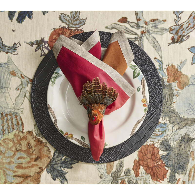 Dip Dye Linen Napkin, Cranberry/Orange