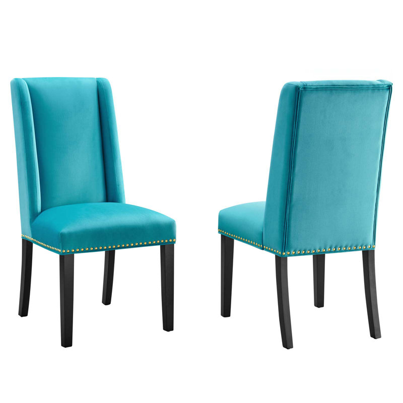 Modway Baron Performance Velvet Dining Chairs - Set of 2, Blue