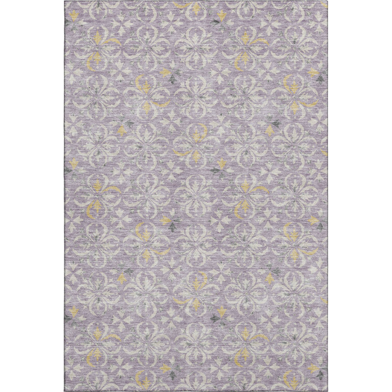 Premium Machine Washable Prisco Lavender Rug, Rectangle 10' x 14'