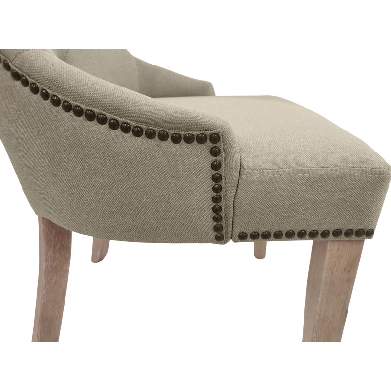 Chaise de salle à manger à oreilles capitonnée de 35 po de hauteur avec siège et dossier rembourrés de mousse Elegant Beige