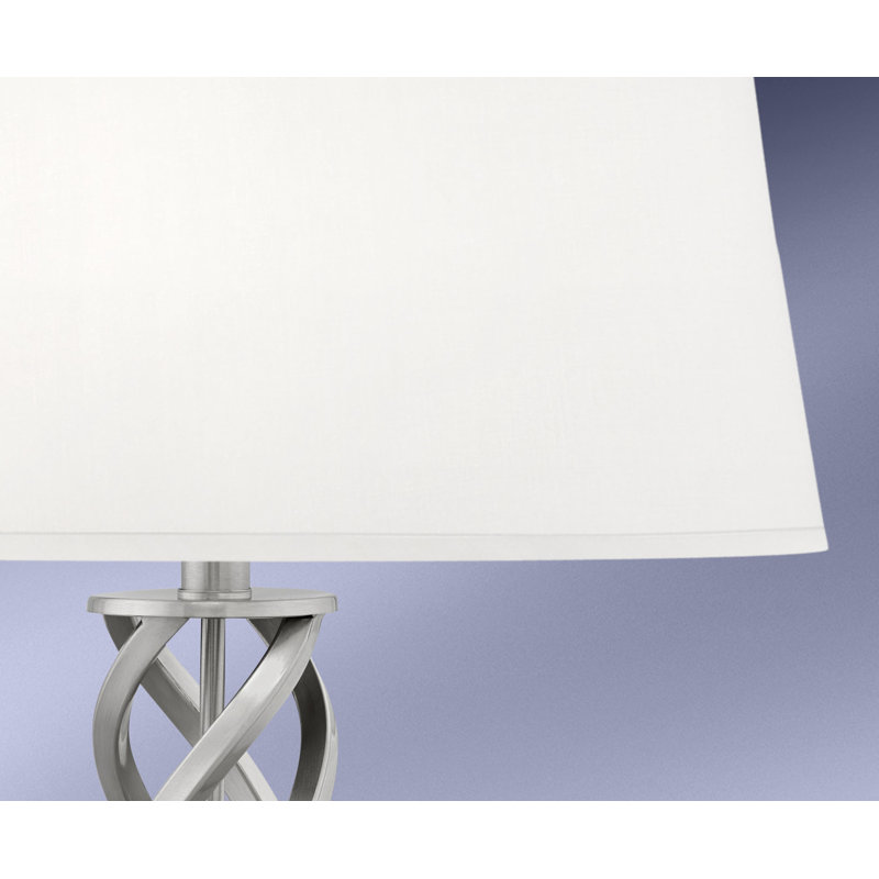 Ensemble de lampe de table 32 "Taranto, Acier brossé, Blanc