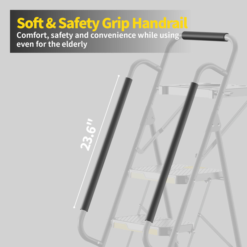 6 Step Stool,Metal Ladder,Folding Step Ladder with Tool Platform, Library Ladder,Decorative Kitchen Step Ladder