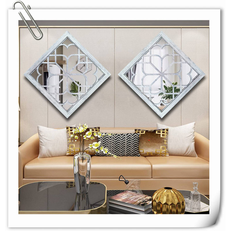 Ensemble de 2 décorations murales, Blanc, H 1 po x l 16 po x P 16 po