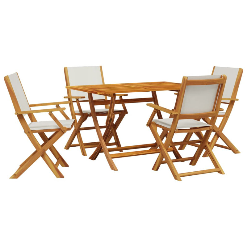 4 - Person Wood Patio Dining Set with Rectangular Table , Cushions Included
