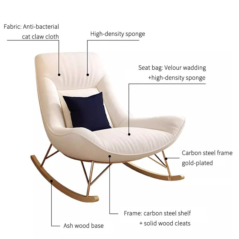 Chaise berçante Home, Crème