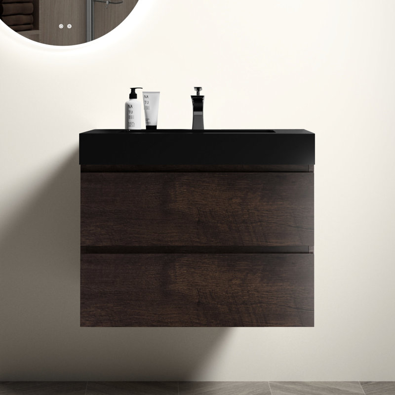 Stylish Matt Black Engineered Quartz Basin With Overflow For Bathroom Appeal High Integrated And Durability