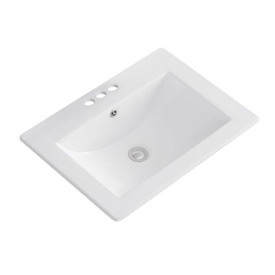 Vitreous China Rectangular Drop in Bathroom Sink with Overflow