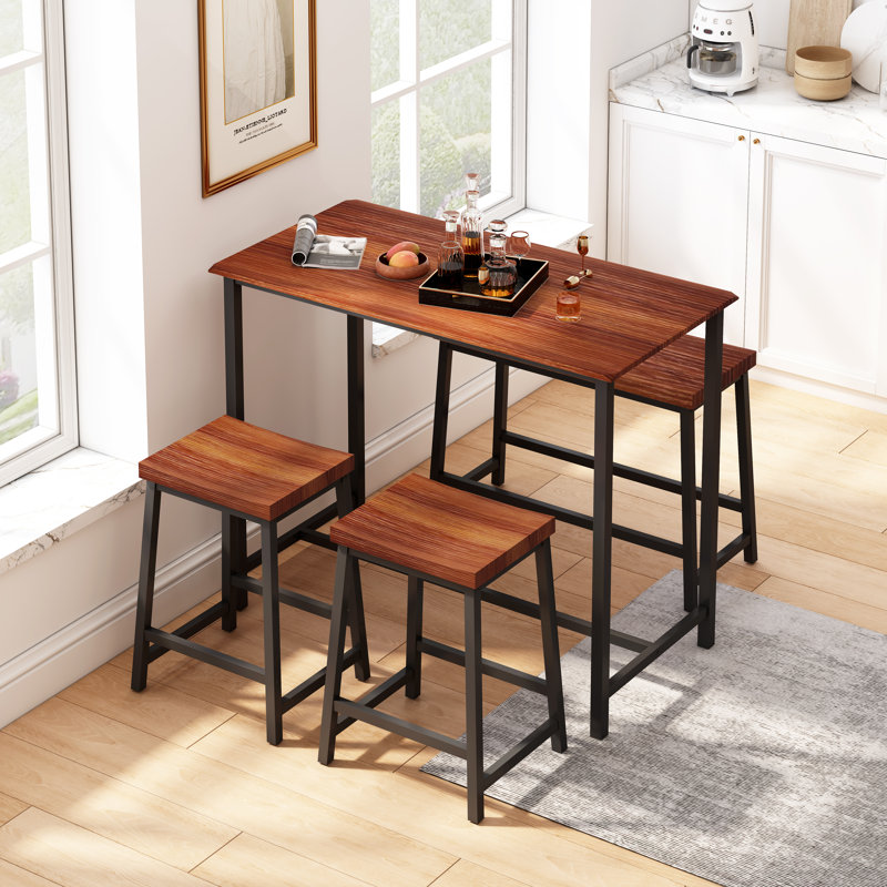 4 - Person Four Leg Dining Set, Brown