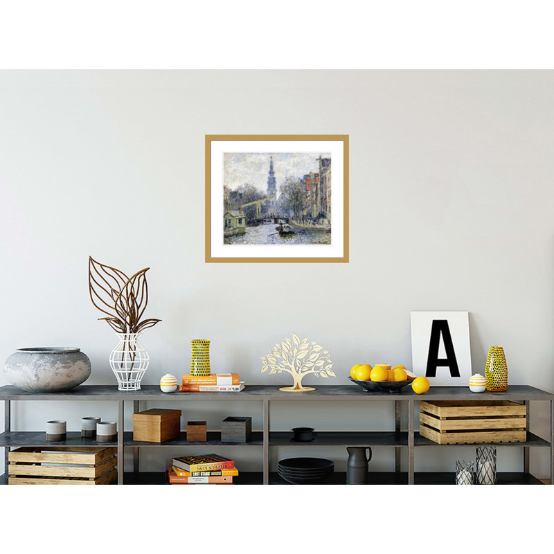 Canal Amsterdam par Claude Monet, impression giclée sur cadre, H 23,5 po x l 26,4 po