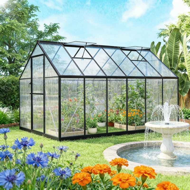 Serre de plain-pied, serre de style moderne, Noir