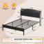 Upholstered Bed Frame with Open Storage Headboard, Charging Station-202781865