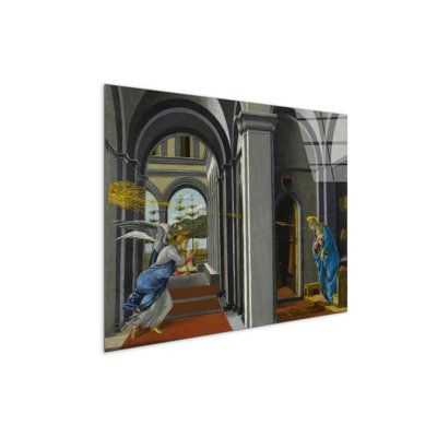 The Anunciation by Botticelli Sandro 57cm H X 76cm W CrystalArt Material Acrylic Glass Effect, Frameless Panel Lightweight Ready to Hang
