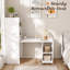 Bureau pliable avec étagères de rangement et roulettes, blanc, pour petits appartements et bureaux